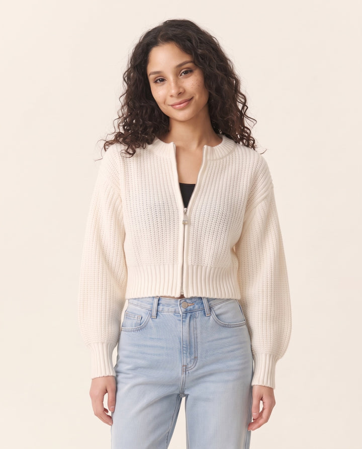 Round-Neck Knit Cardigan