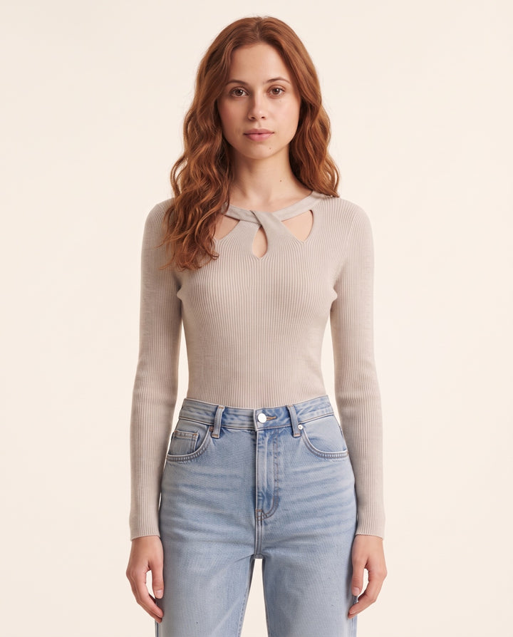 Keyhole Rib Knit Top