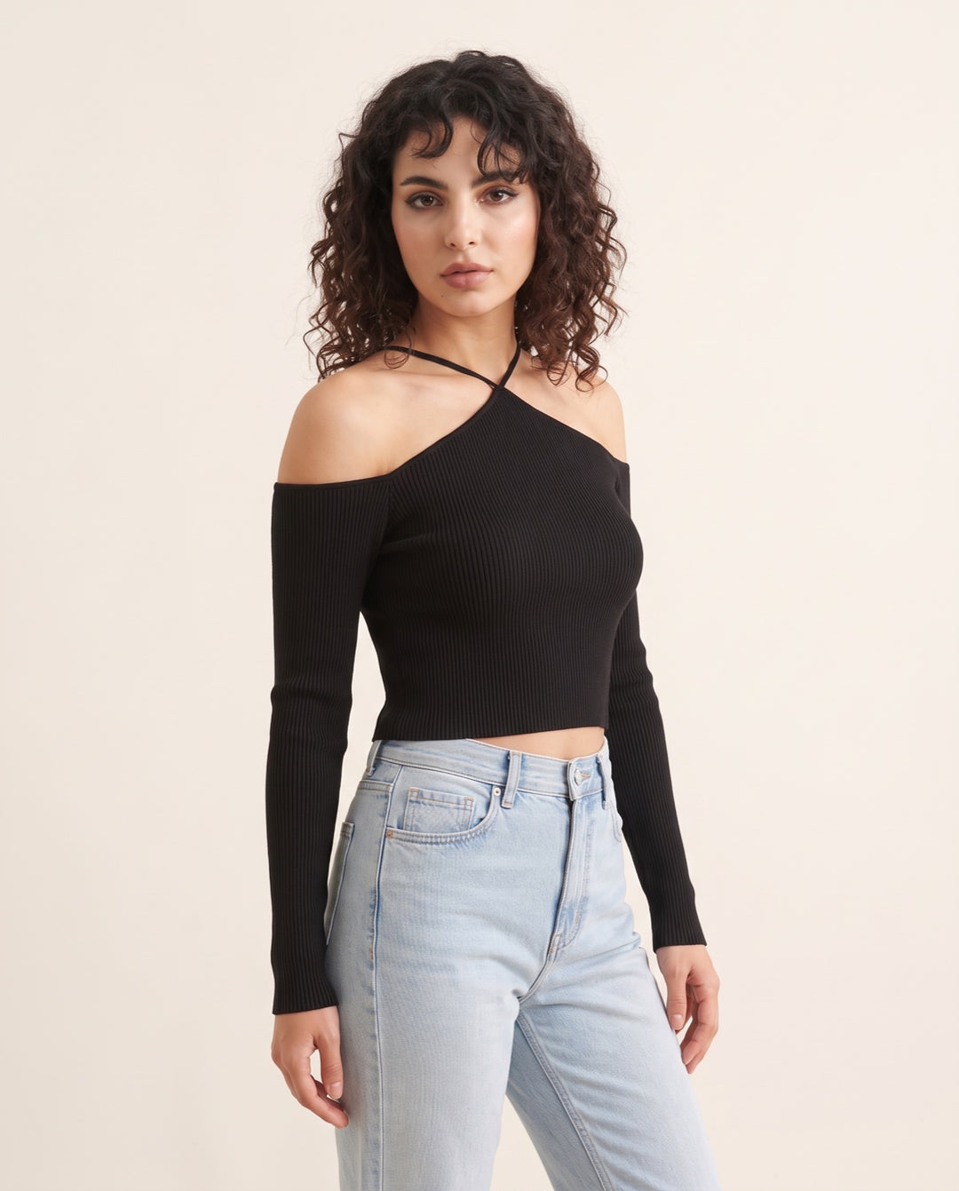 Off-Shoulder Crop Sweater