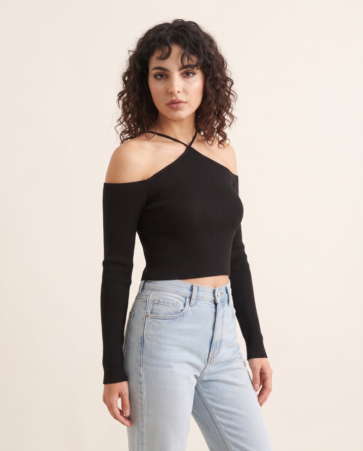 Off-Shoulder Crop Sweater