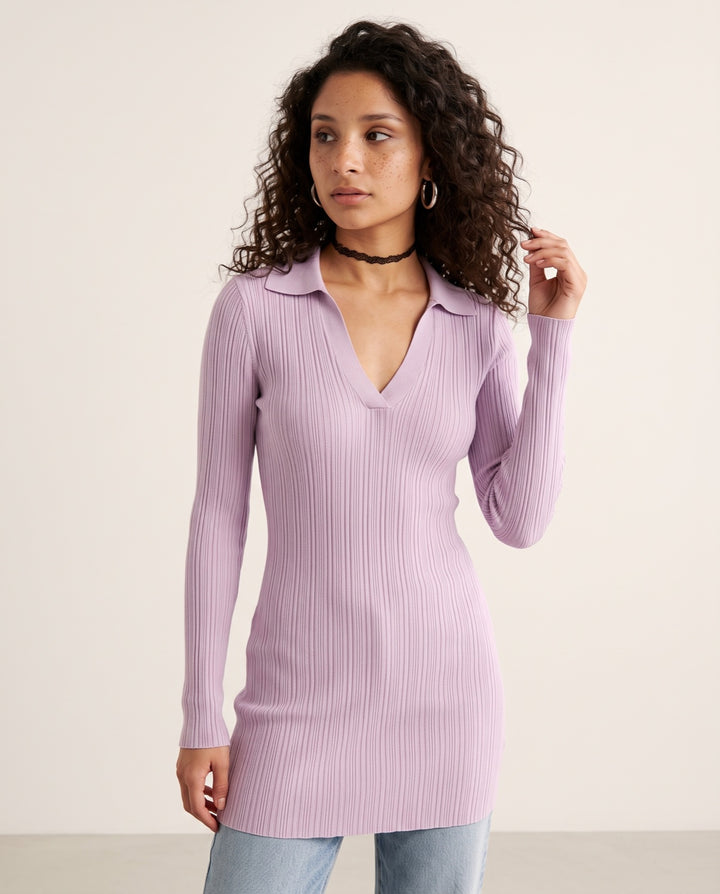 V-Neck Sweater Dress