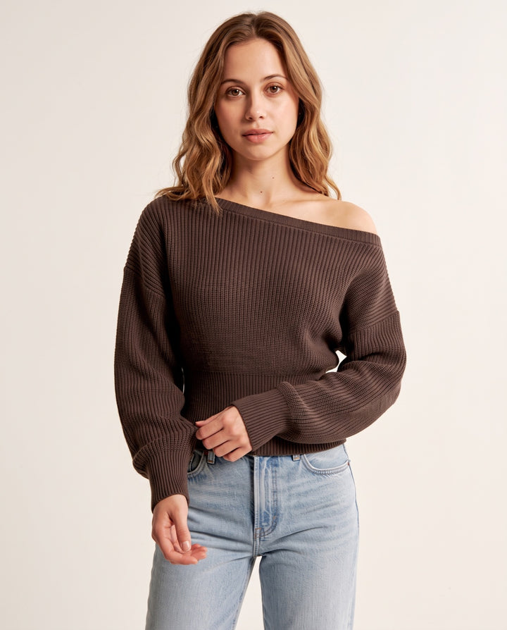 Off-Shoulder Knit Sweater
