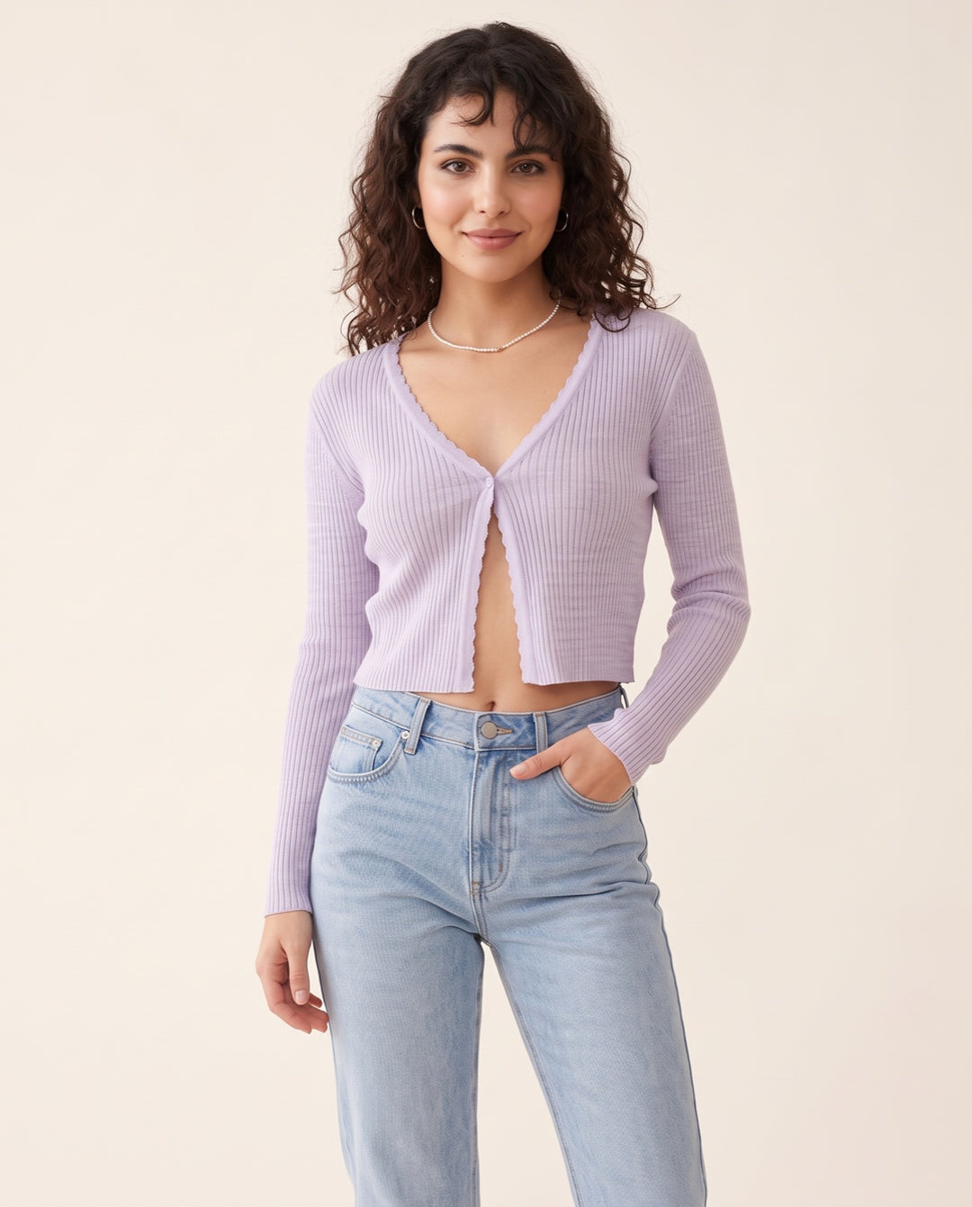 V-Neck Knit Cardigan