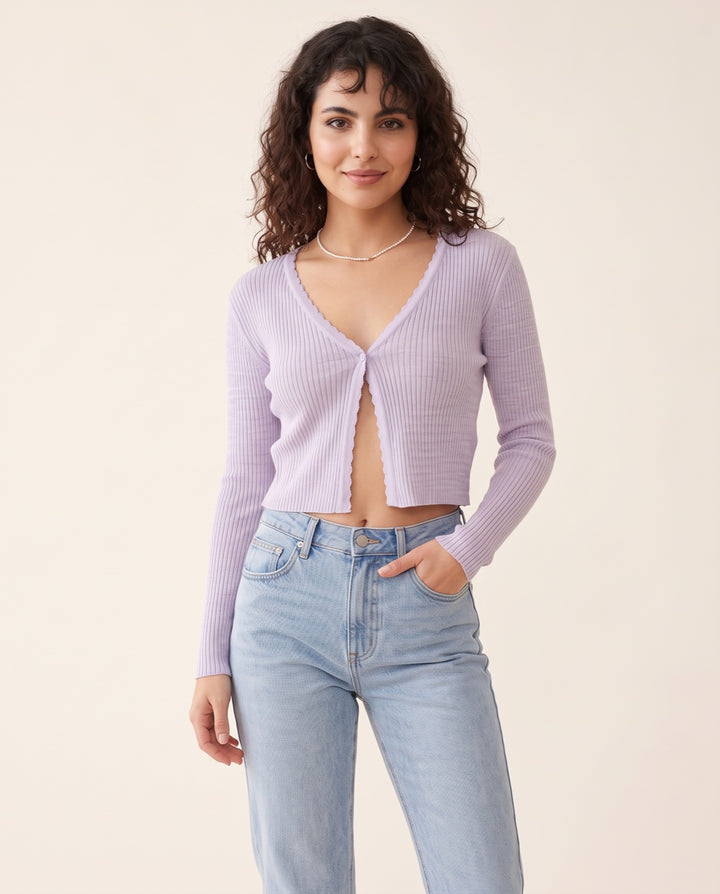 V-Neck Knit Cardigan