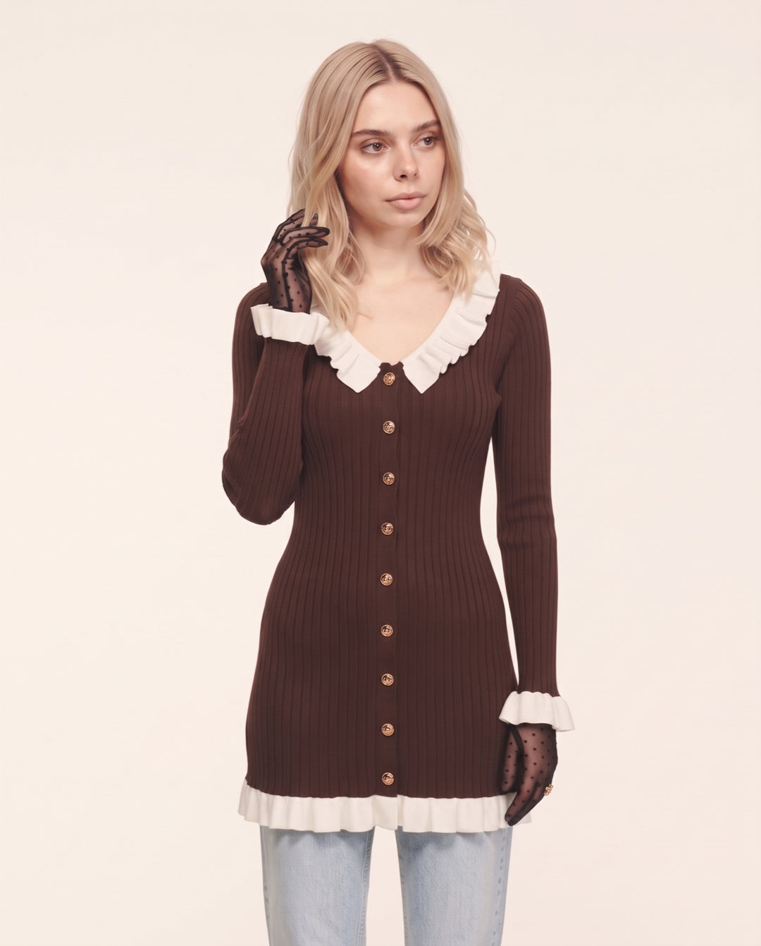 Ruffled Sweater Dress