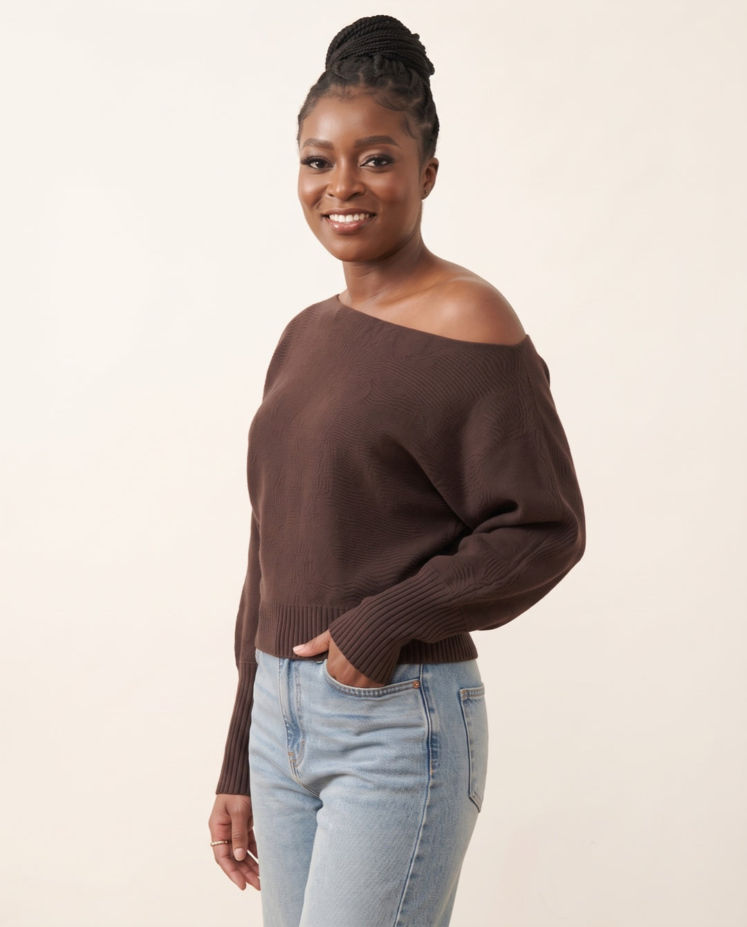 Off-Shoulder Batwing Sweater