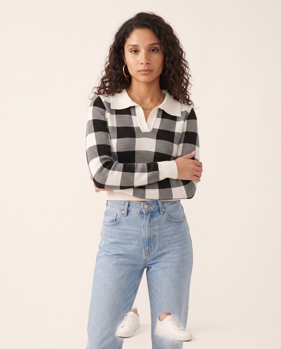 Plaid Cropped Pullover