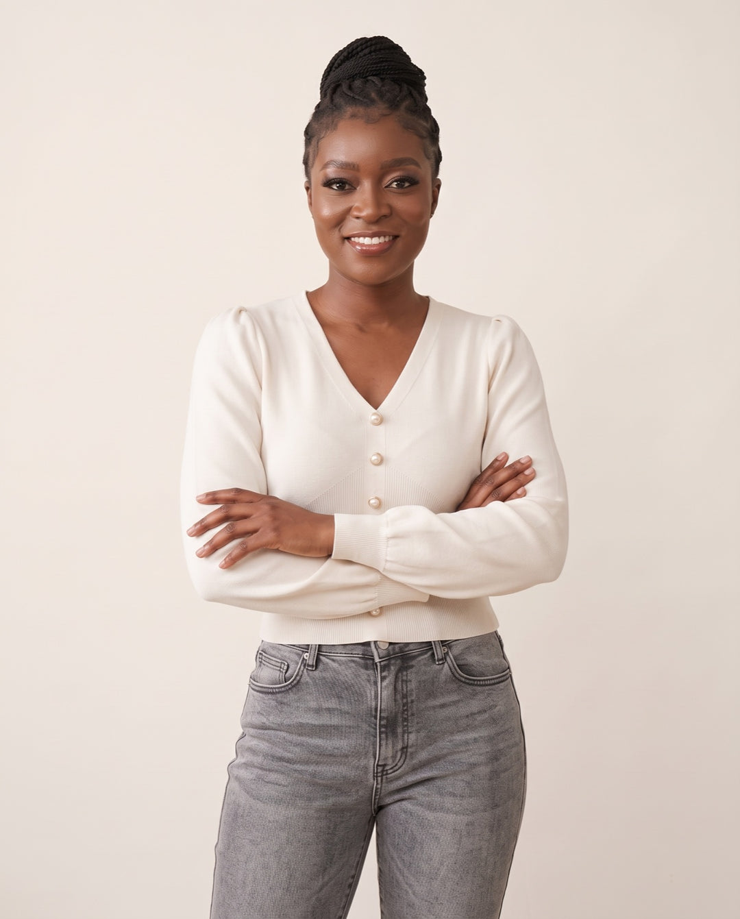 V-Neck Button Pullover