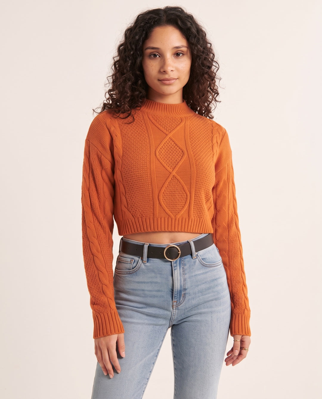 Cable-Knit Cropped Sweater