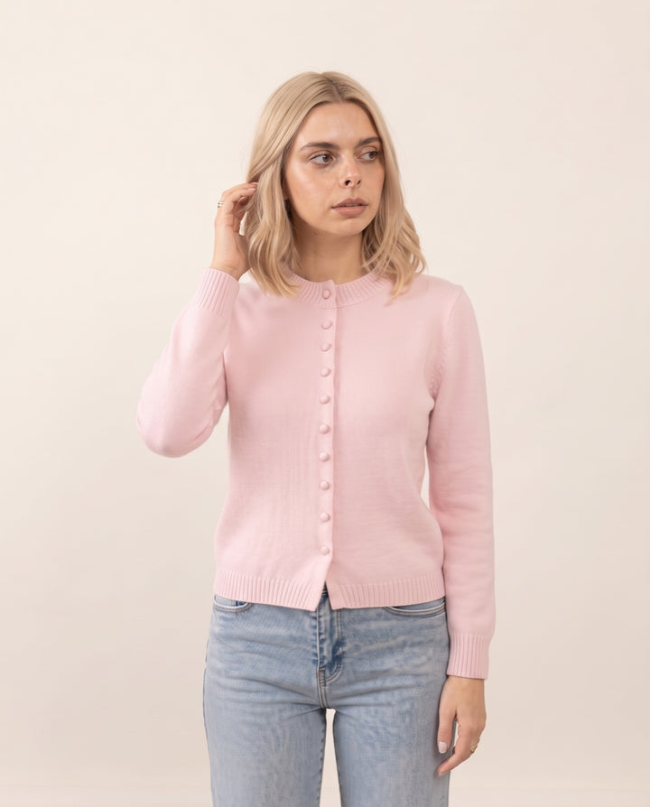 Fitted Round-Neck Cardigan