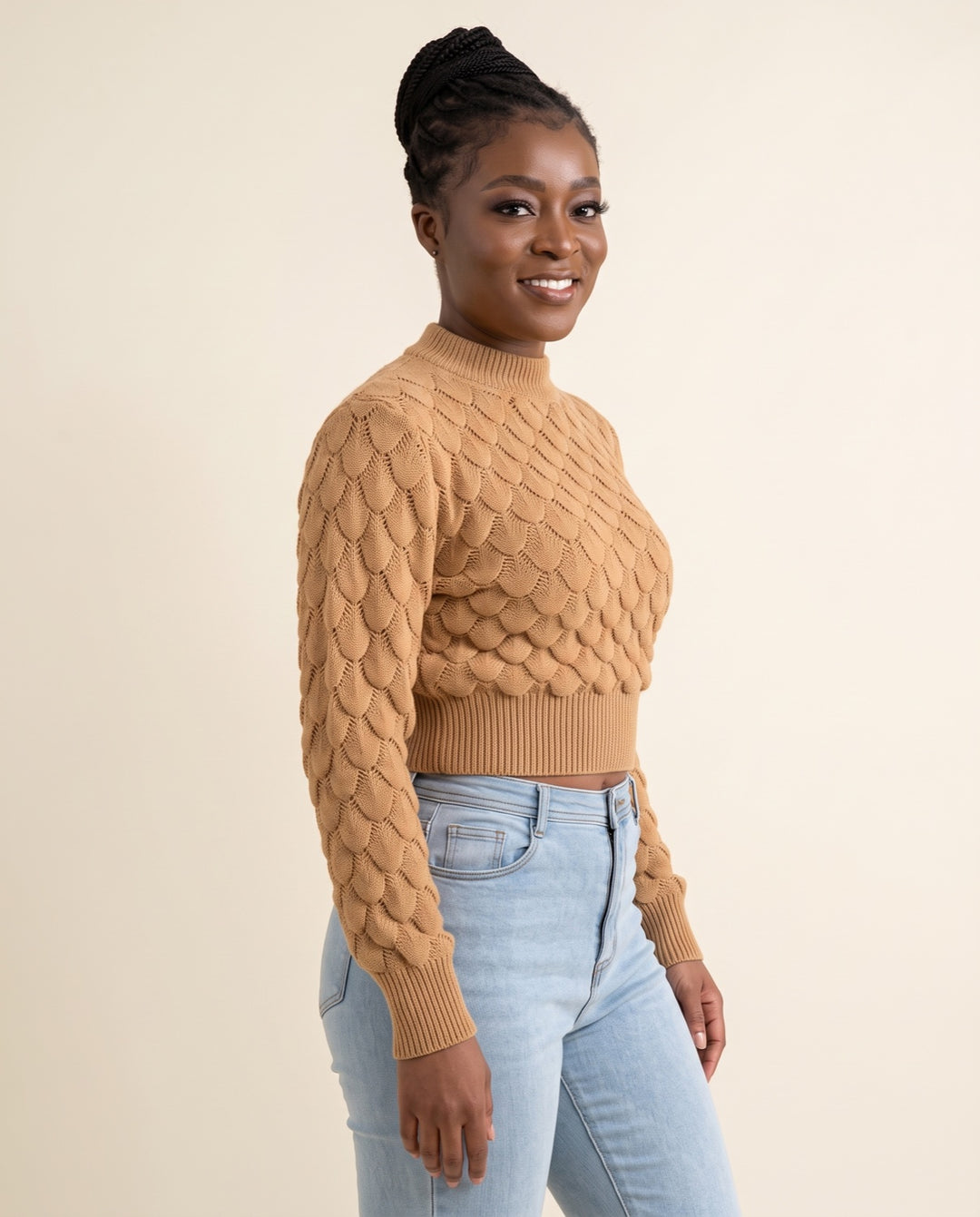 Open-Knit Cropped Sweater