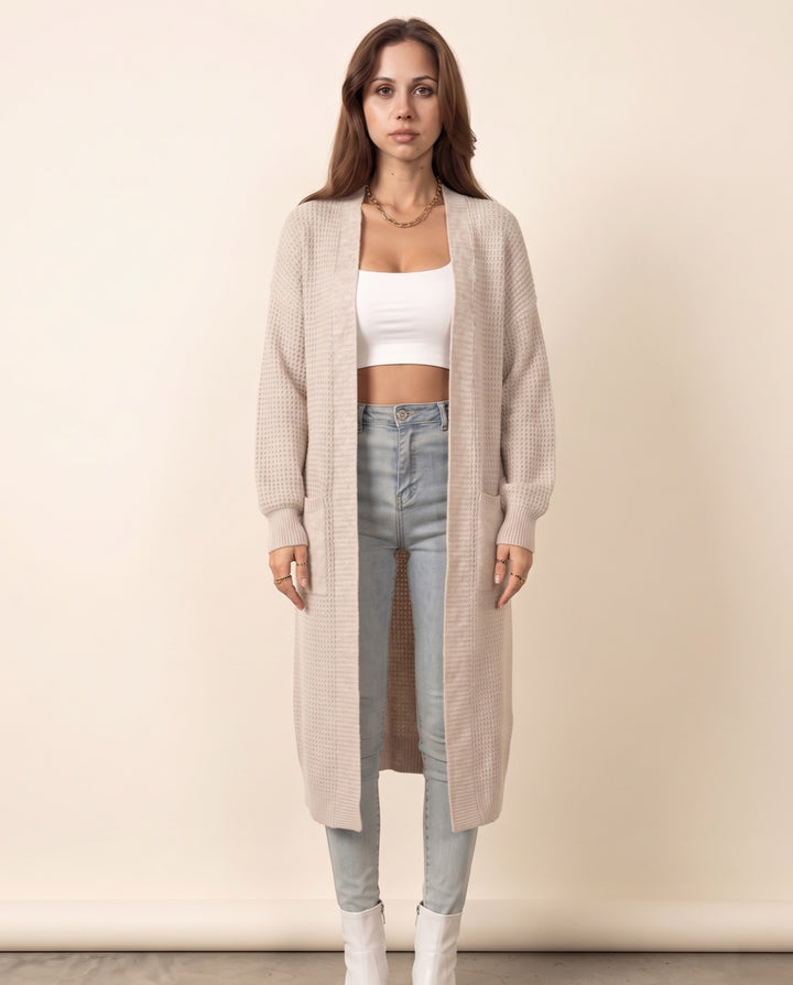 V-Neck Open-Knit Cardigan