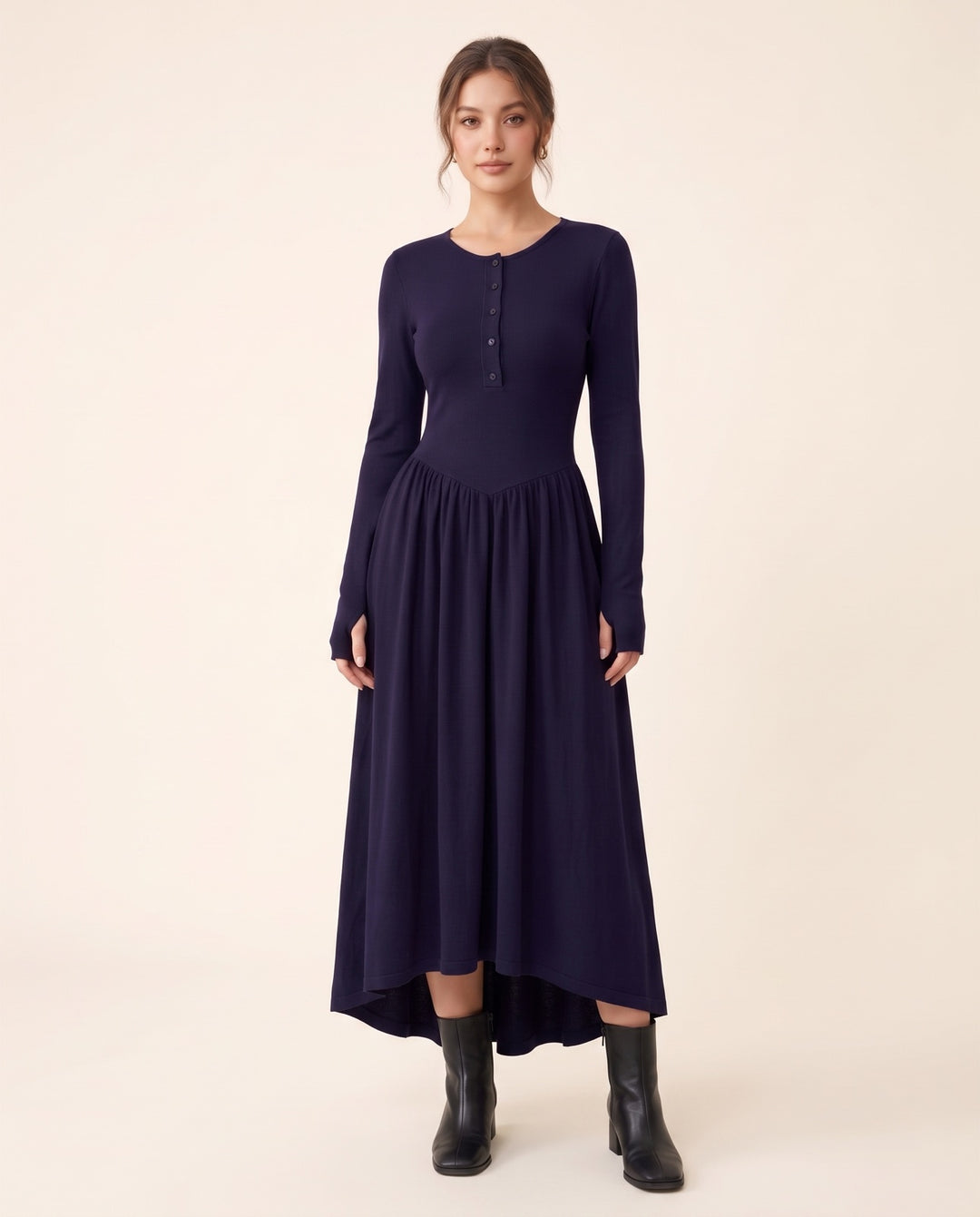 Round-Neck Knit Dress