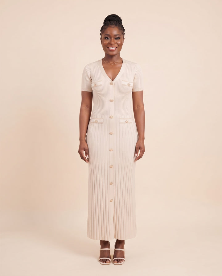 V-Neck Knit Maxi Dress