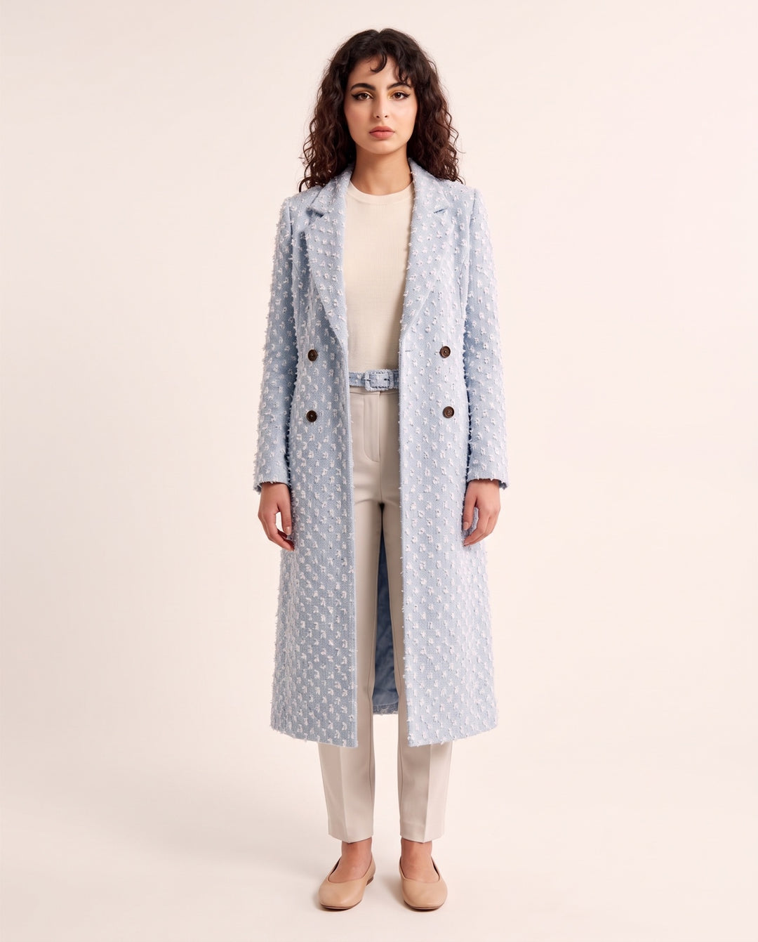 Belted Tweed Overcoat