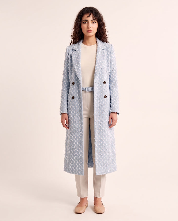 Belted Tweed Overcoat