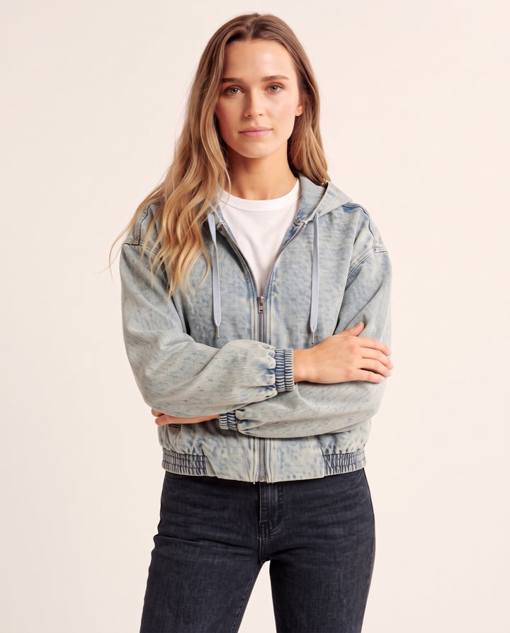 Hooded Denim Bomber