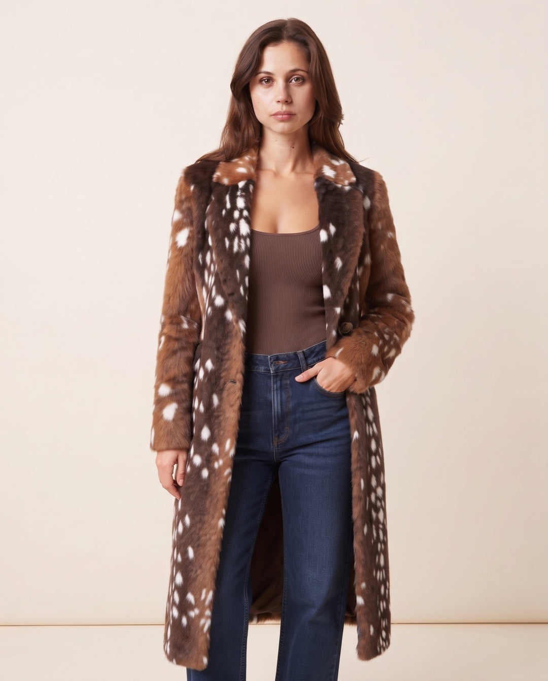 Spotted Faux-Fur Coat