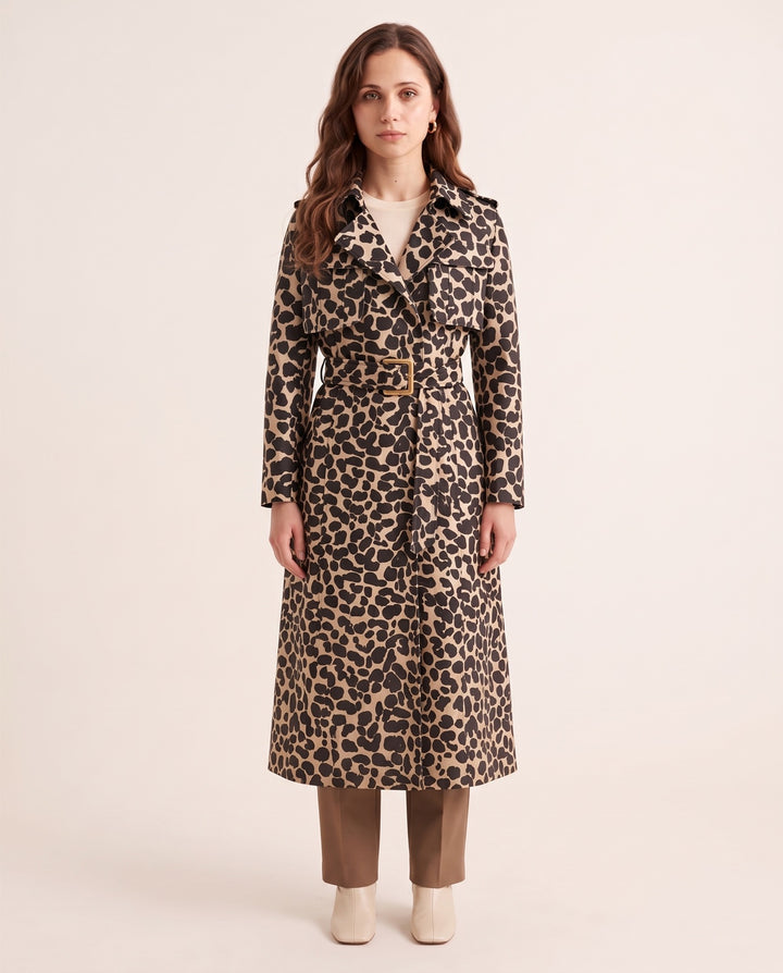 Leopard Jacquard Trench