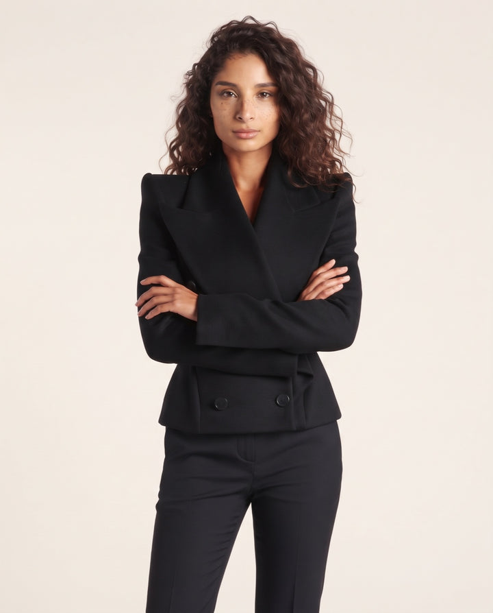 Power-Shoulder Wool Blazer