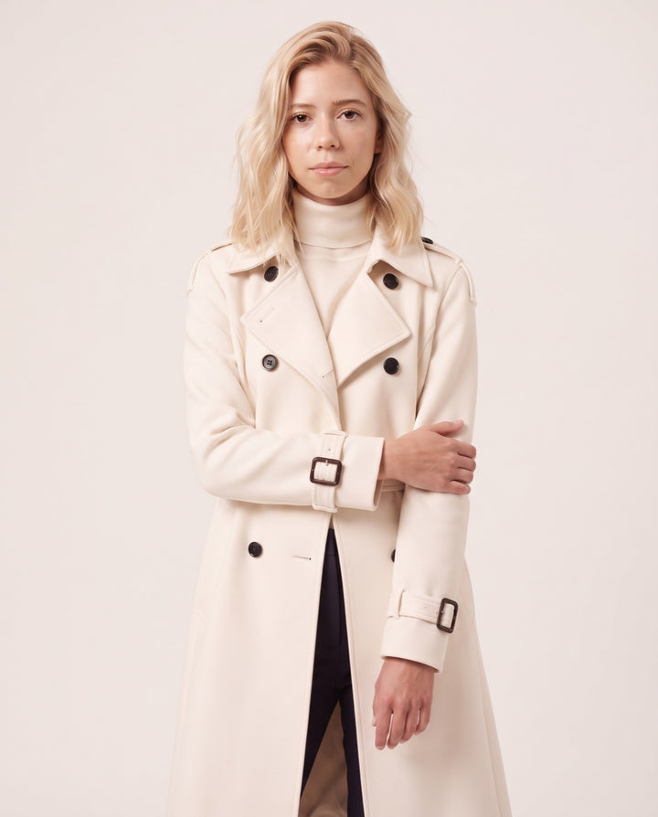 Belted Wool-Blend Trench