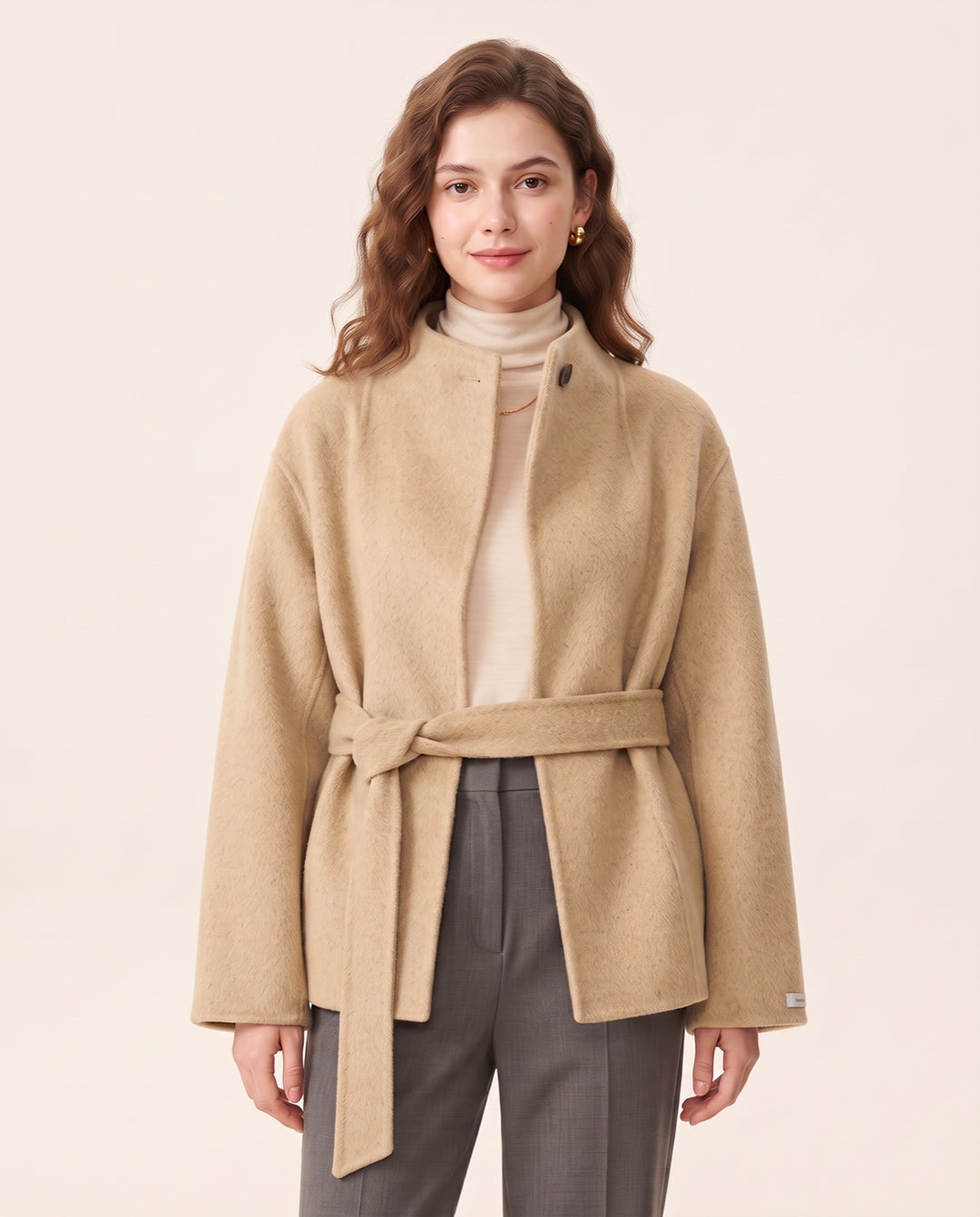 Stand-Collar Wool Coat