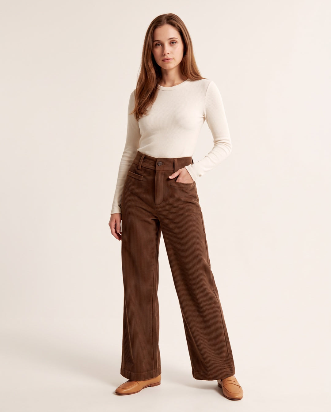 Brushed Wide-Leg Trousers