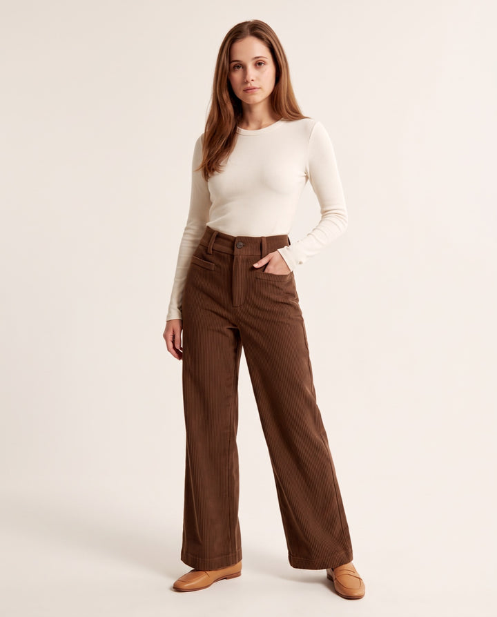 Brushed Wide-Leg Trousers