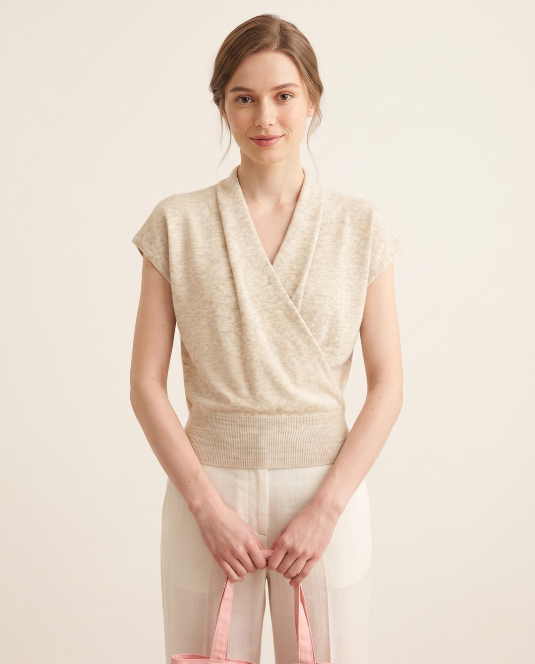 Cross V-Neck Knit Tee