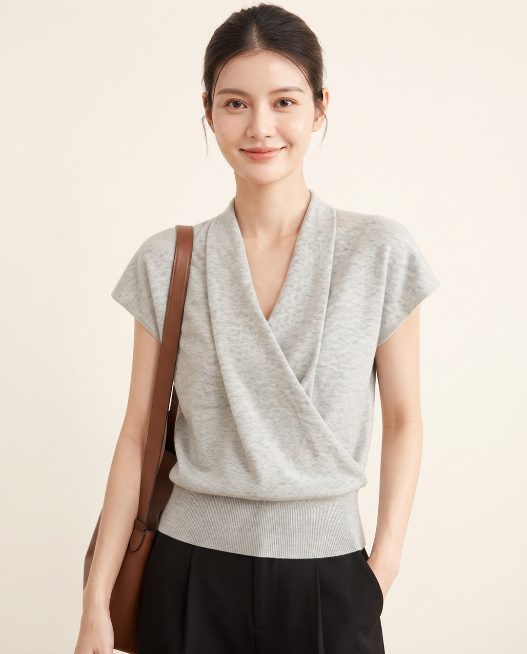 Cross-Neck Knit Top