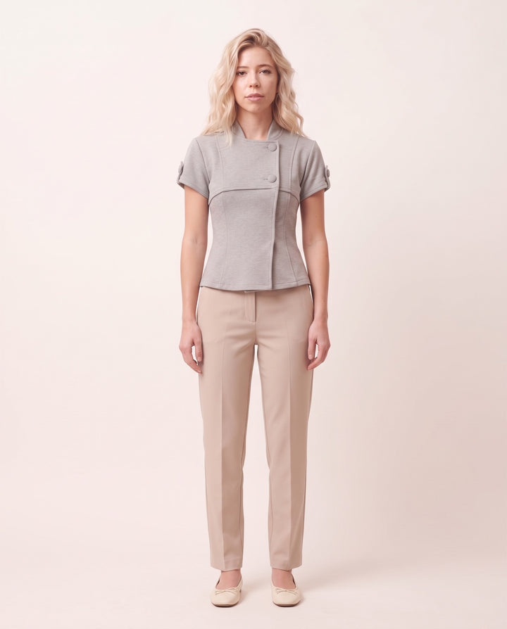 Double-Breasted Short-Sleeve Jacket