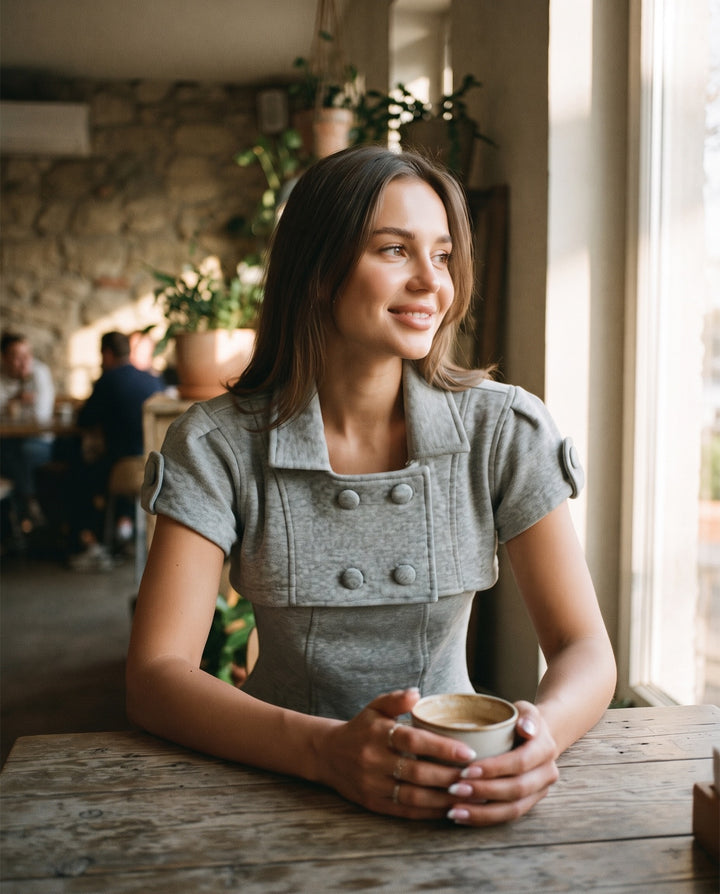 Double-Breasted Short-Sleeve Jacket