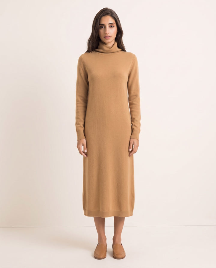 Half-Turtleneck Fine-Knit Sweater Dress