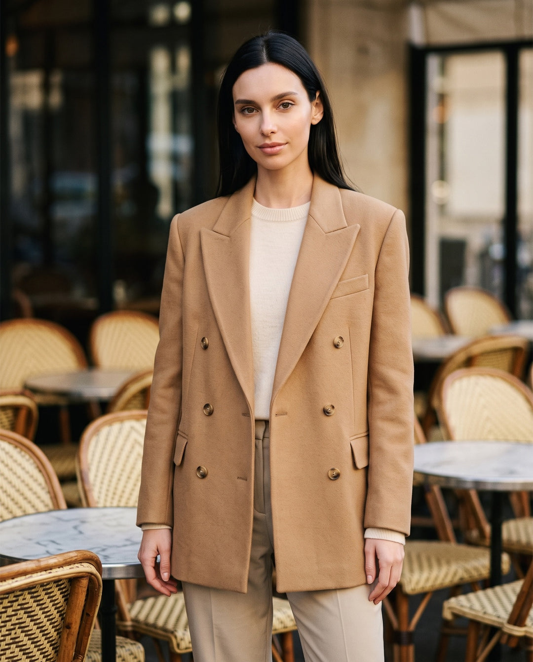 Oversized Double-Breasted Wool-Blend Blazer