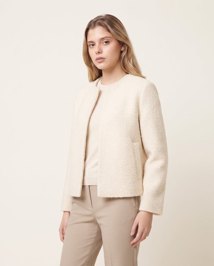 Collarless Bouclé Jacket