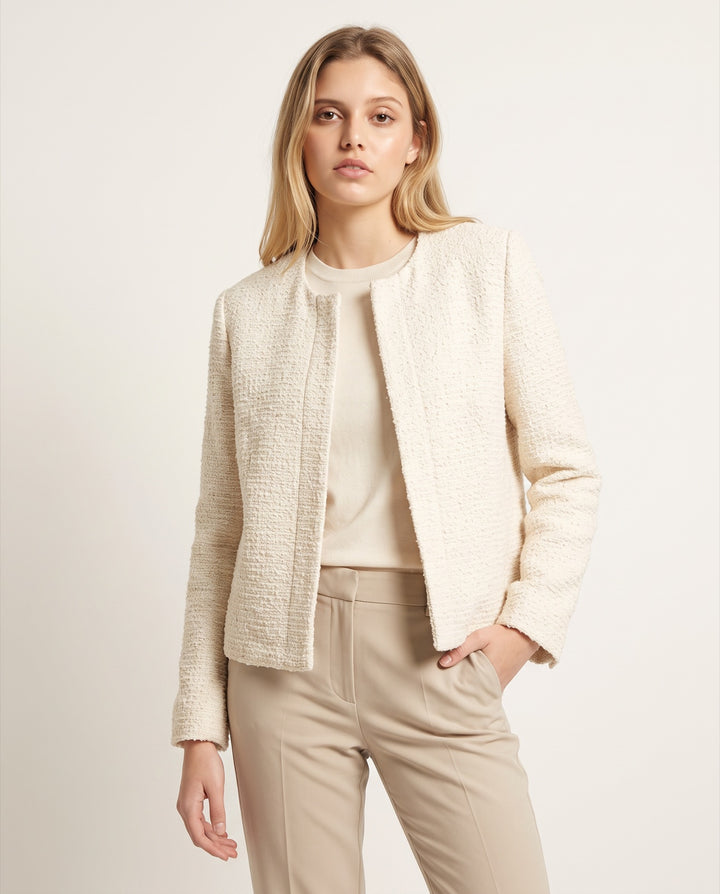 Collarless Bouclé Jacket