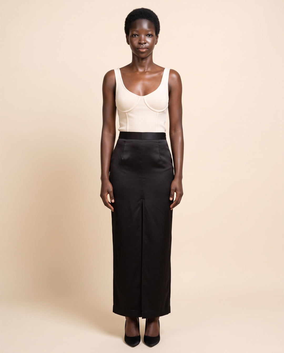 Satin Column Maxi Skirt