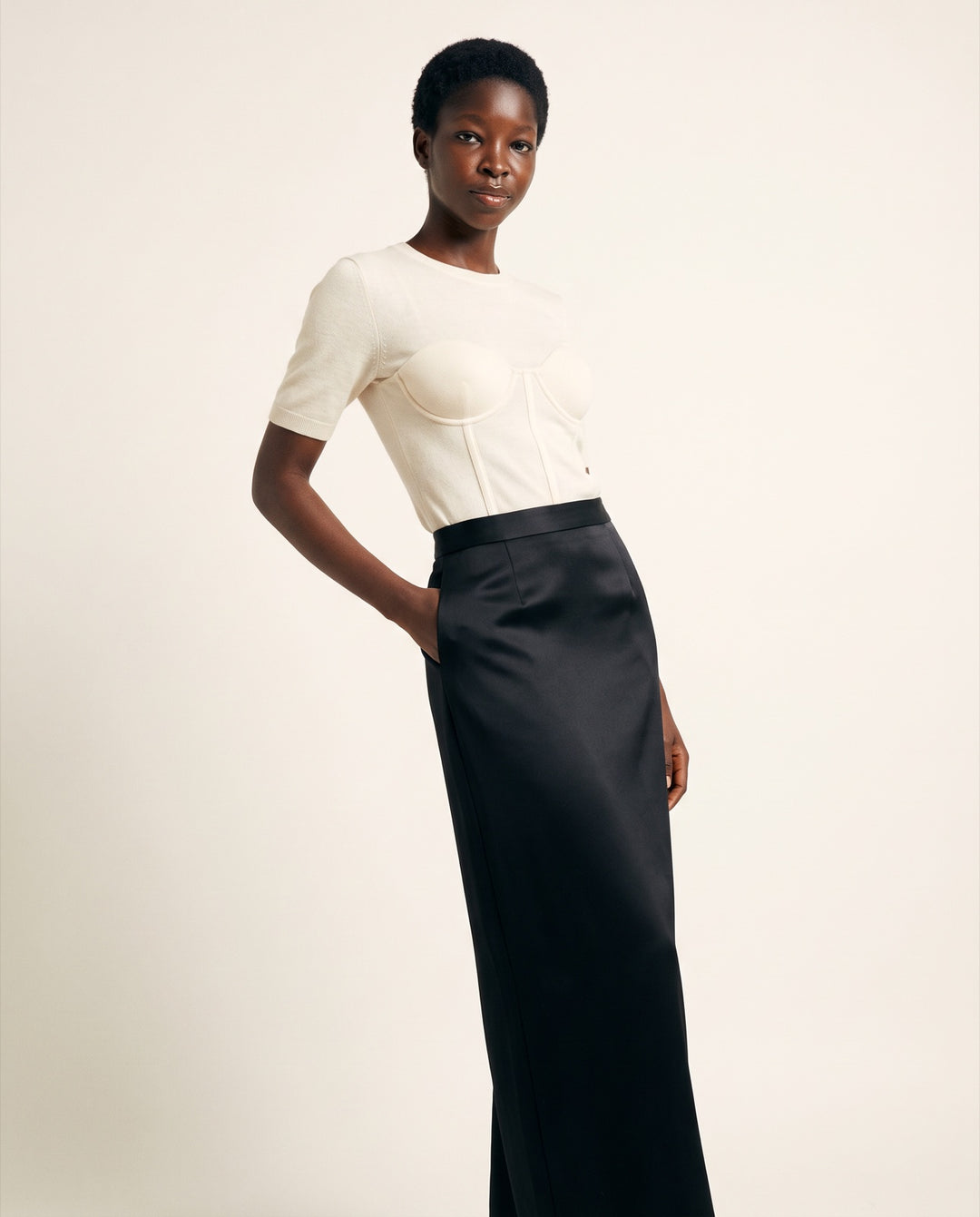 Satin Column Maxi Skirt