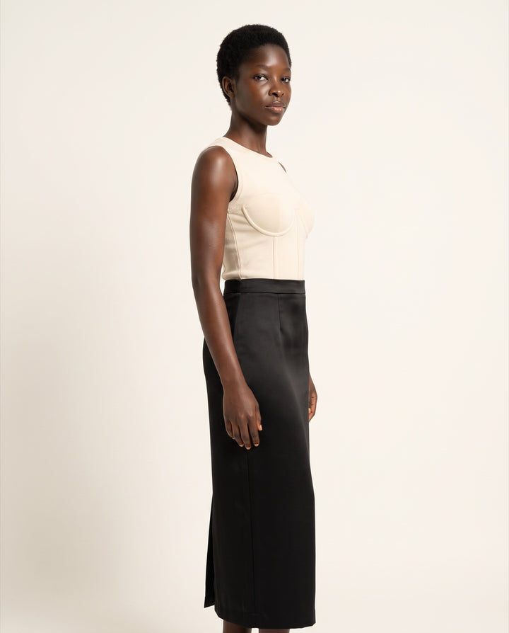 Satin Column Maxi Skirt