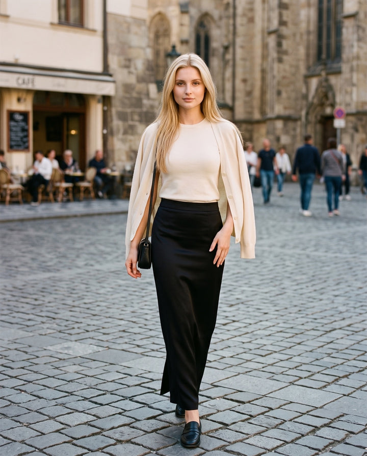 Satin Column Maxi Skirt