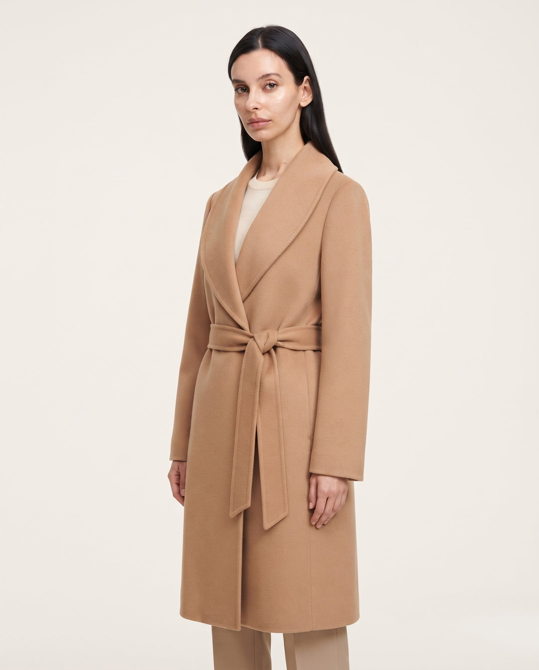 Belted Wool-Blend Wrap Coat