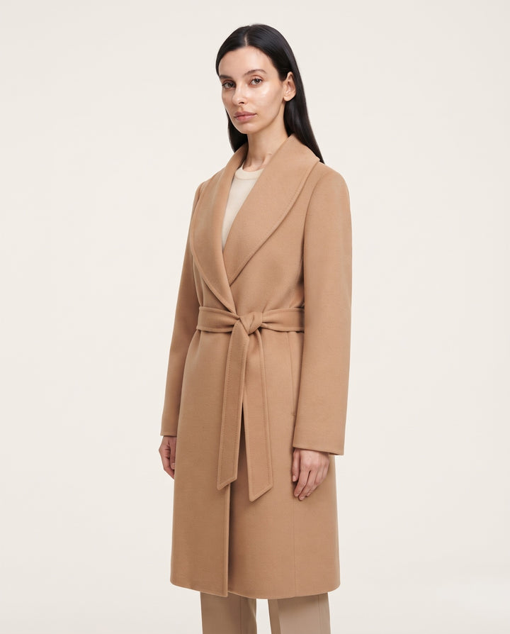 Belted Wool-Blend Wrap Coat