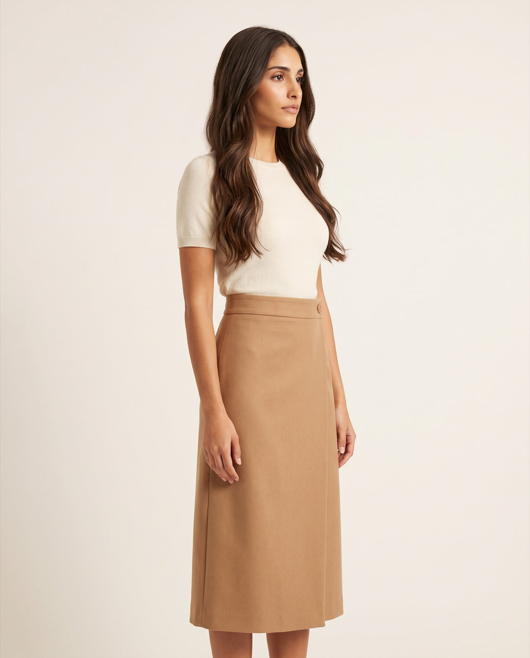 Tailored Wrap Midi Skirt