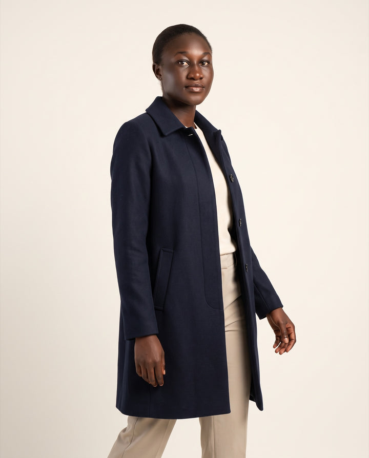 Single-Breasted Wool-Blend Car Coat