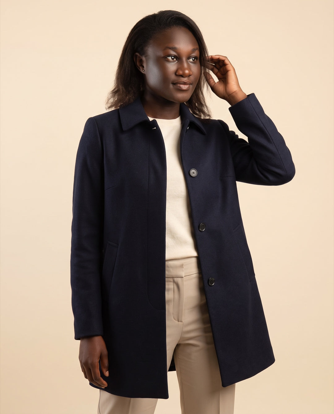 Single-Breasted Wool-Blend Car Coat