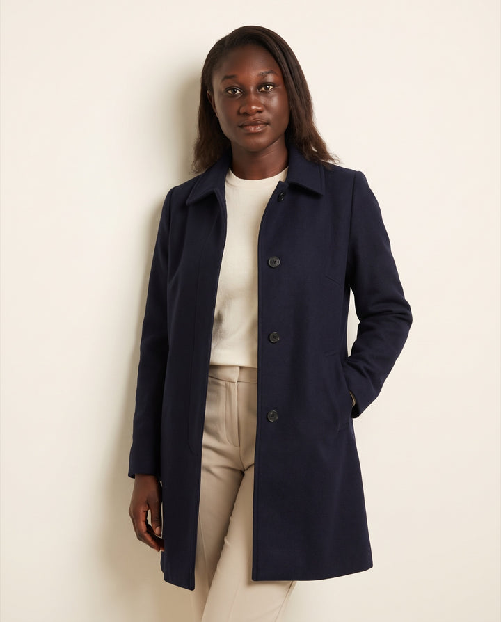 Single-Breasted Wool-Blend Car Coat