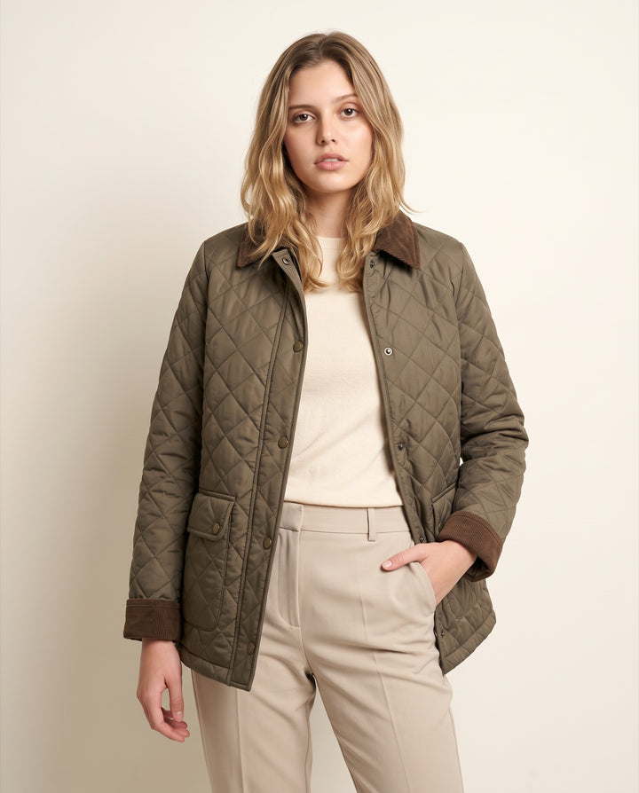 Diamond-Quilted Barn Jacket