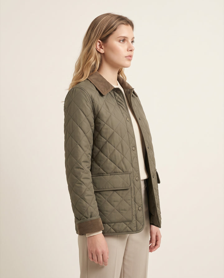 Diamond-Quilted Barn Jacket