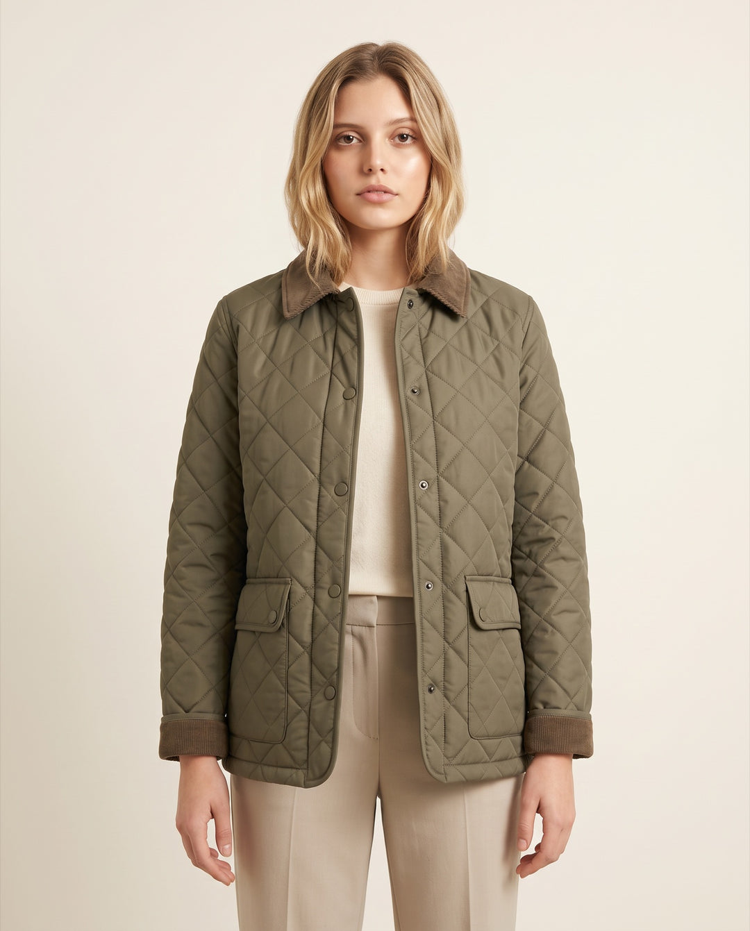 Diamond-Quilted Barn Jacket