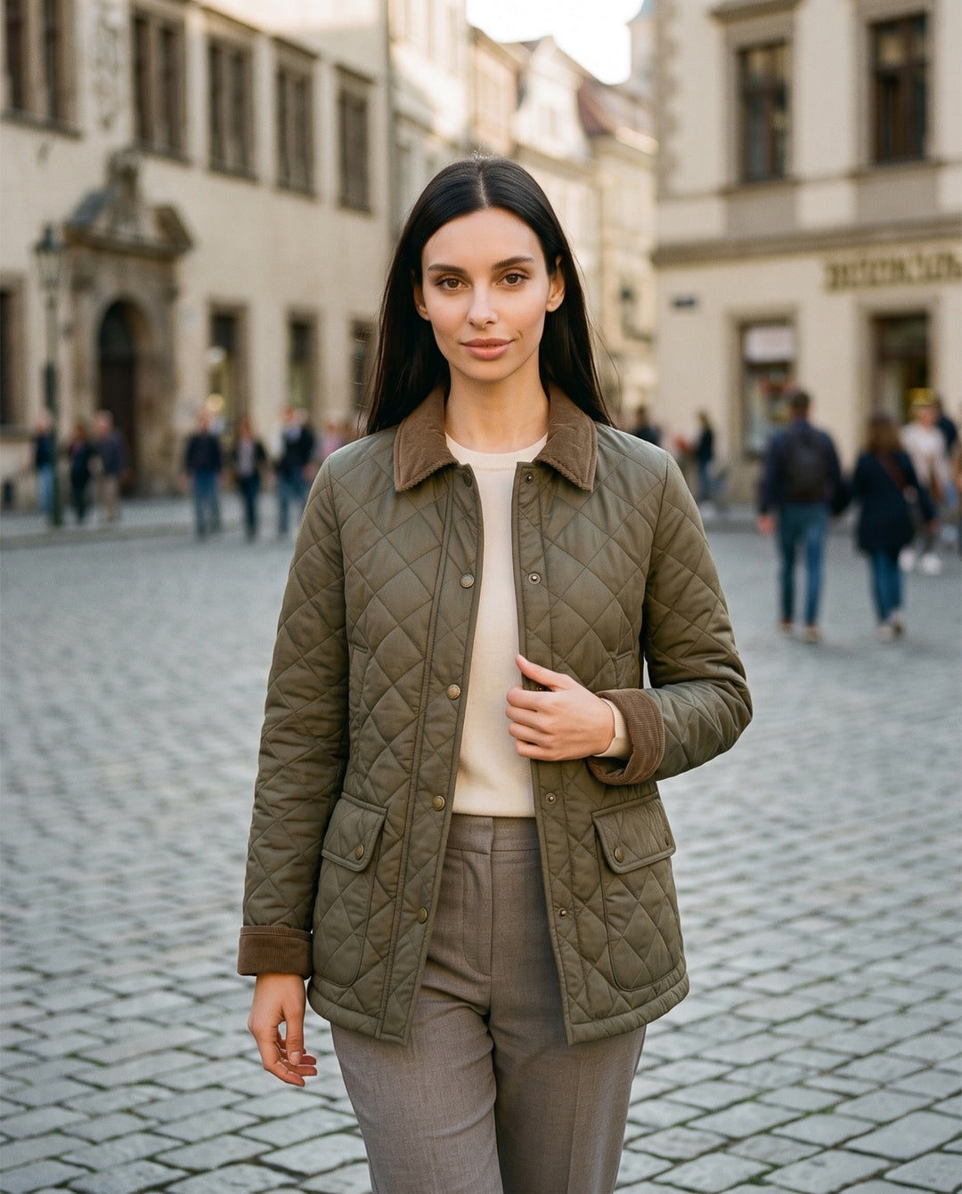Diamond-Quilted Barn Jacket